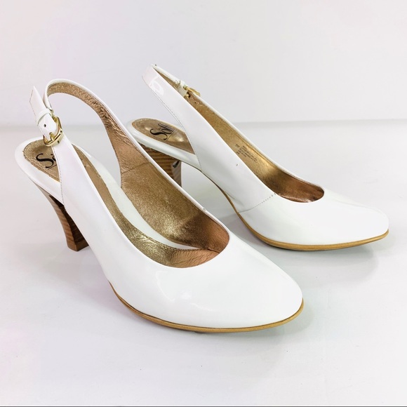Sofft Shoes - Sofft Heels Slingbacks Patent Leather White Size 8